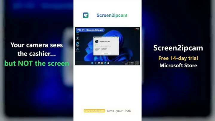Your camera sees the cashier, but not the screen. Record your POS screen on any NVR