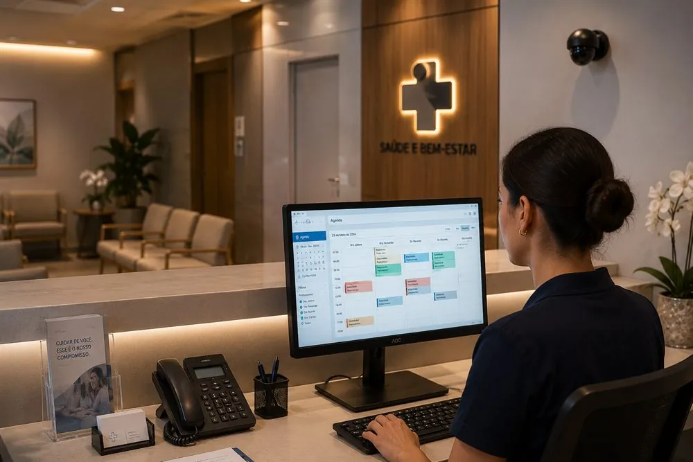 A Windows screen recorded next to the security camera: Clinics and reception desks